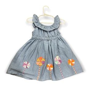 Little Girls Dress Gymboree 12-18 Mos. 100% cotton Blue/orange jean dress